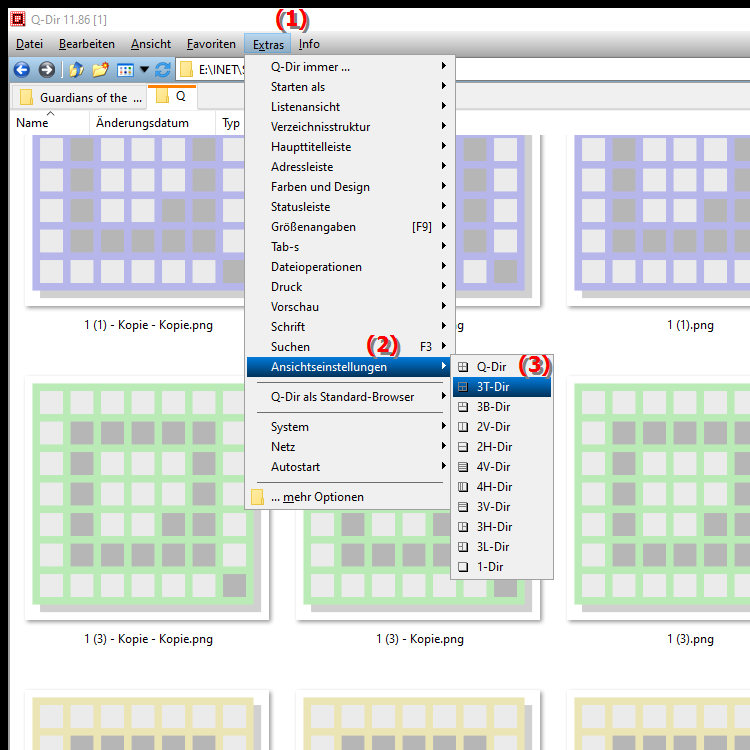 Was bietet die 3T Dir Ansicht im Quad Datei Explorer Q Dir